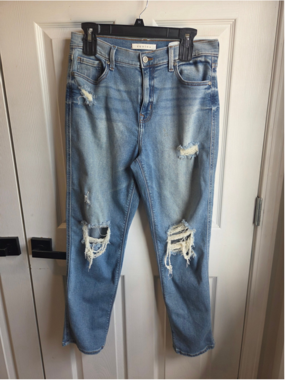 Women's Eunina Rocky High Rise Boyfriend Jeans Size 9 Blue Distressed
